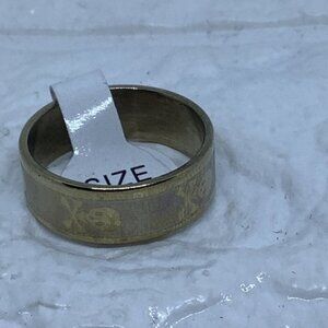 Stainless Steel Unisex Skull Ring Gold‎ Tone Size 18